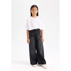 Kız Çocuk Yılbaşı Temalı Wide Leg Kargo Geniş Paça Jean Pantolon D5436A824WN
