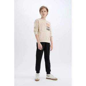 Erkek Çocuk 2'li Takım Kalın Baskılı Sweatshirt Beli Lastikli Jogger Alt D4745A824WN