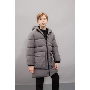 Erkek Çocuk Su Geçirmez Kapüşonlu Fermuarlı Cepli Polar Astarlı Parka C8801A824CW