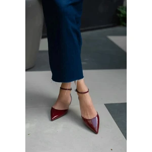 Trendy Anka Kadın Bordo Babet 2cm Kısa Alçak Topuklu Günlük Kullanım Çok Rahat Ayakkabı