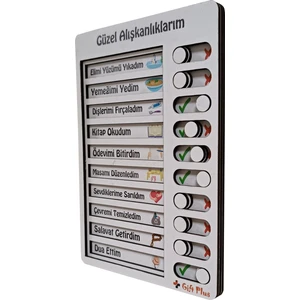 Ahşap Güzel Alışkanlıklarım-Günlük Rutin Listesi-Kontrol Listesi-Eğitici Oyuncak