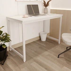 Beyaz Çalışma Masası, Bilgisayar Masası, Ofis Masası, 60 X 120 Cm Yemek Masası, Metal Ayaklı