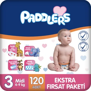 Bebek Bezi 3 Numara Midi 120  Adet (4-9 Kg)Ekstra Fırsat Paketi