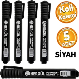 Kalıcı Koli Kalemi Siyah Kalem Metal Plastik Cam Çuval Folyo Karton Suya Dayanıklı 5 Adet