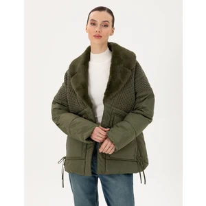 Pierre Cardin Kadın Haki Kürk Yaka Mont 50290341-VR027