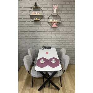 Bambeds Mobilya Masa Takımı, Yemek Masası, Mutfak Masası, 70 x 110BEYAZ Siyahdesen 4 Sandalye