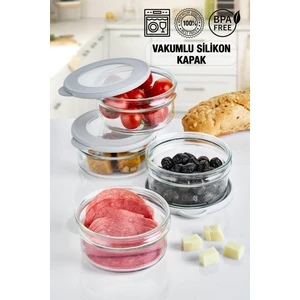 Homenıva 4 Adet Vakumlu Kapak Cam Saklama Kabı – Beyaz Cam Kahvaltı Seti