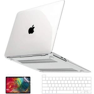 Apple MacBook Pro 16 M4 Çipli 2024 Darbelere Dayanıklı Ön Arka Clear Parlak Kapak Kılıf ve Koruyucu Set A3403 A3186