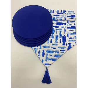 Balıklar Desen Runner Tasarim Premier Sax Mavi Supla