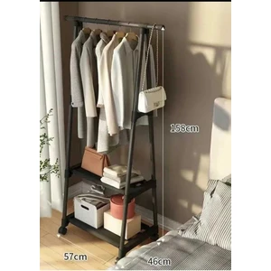 Metal Siyah Konfeksiyon Elbise Askılığı Tekerlekli 1029-CN