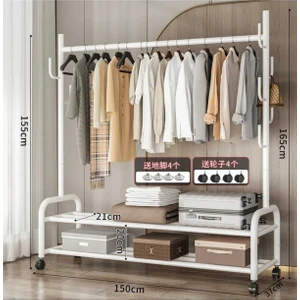 Metal Beyaz Portmanto Konfeksiyon Askısı Ayaklı Askılık Elbise Askılığı 1031-CN