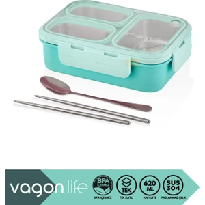Bento 950ML Lunchbox Yeni Koleksiyon Tek Katlı 4 Bölmeli Çelik Sefer Tası Yemek Kutusu