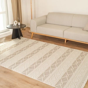 Kaşmir Halı 7/24 İskandinav Larus Beige 100x200 cm Salon Mutfak Halısı Yolluk Kilim