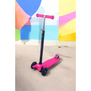 HT208 3 Tekerlekli Yeni Nesil Scooter - Işıklı Tekerlekli - Arkadan Frenli - Pembe