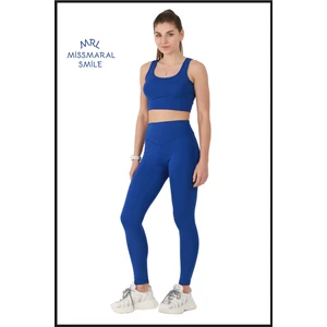 Miss Maral Kadın Saks Mavi Tayt Yüksek Bel Toparlayıcı Tam Boy Modern ve Dinamik Stil HB11021