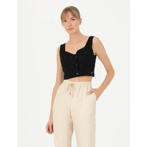 Pierre Cardin Kadın Siyah Crop Top Bluz 50262559-VR046