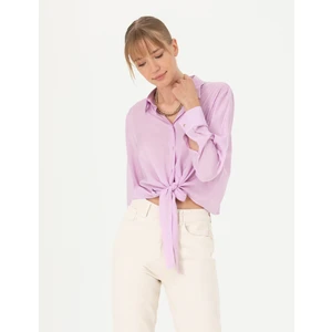 Pierre Cardin Kadın Lila Regular Fit Uzun Kollu Gömlek 50262539-VR034