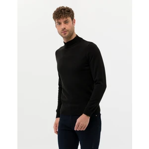 Pierre Cardin Erkek Siyah Slim Fit Yarım Balıkçı Yaka Basic Triko Kazak 50276161-VR046