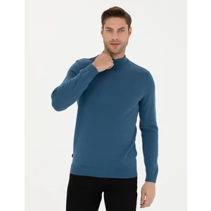 Pierre Cardin Erkek Kobalt Slim Fit Yarım Balıkçı Yaka Basic Triko Kazak 50276161-VR077
