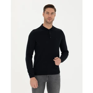 Pierre Cardin Erkek Lacivert Slim Fit Polo Yaka Basic Triko Kazak 50276154-VR033
