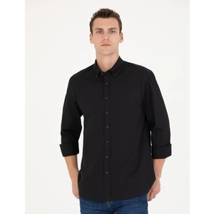 Pierre Cardin Erkek Siyah Regular Fit Uzun Kollu Gömlek 50276553-VR046