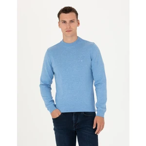 Pierre Cardin Erkek Mavi Melanj Slim Fit Yarım Balıkçı Yaka Basic Triko Kazak 50276158-VR113