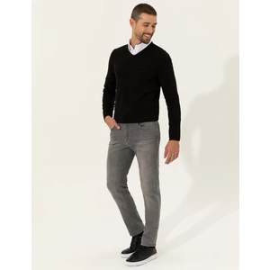 Pierre Cardin Erkek Siyah Slim Fit V Yaka Basic Triko Kazak 50257206-VR046