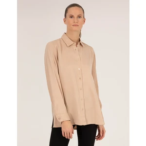 Pierre Cardin Kadın Bej Comfort Fit Uzun Kollu Gömlek 50254167-VR011