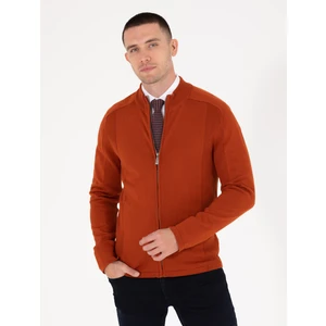 Pierre Cardin Erkek Kahverengi Slim Fit Fermuarlı Triko Hırka 50263239-VR182