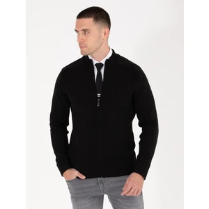 Pierre Cardin Erkek Siyah Slim Fit Fermuarlı Triko Hırka 50263239-VR046