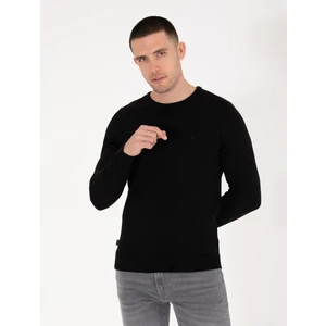 Pierre Cardin Erkek Siyah Slim Fit Bisiklet Yaka Basic Triko Kazak 50270179-VR046