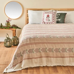 Bella Maison %100 Pamuk Jolly Jakarlı Çift Kişilik Yatak Örtüsü (220x240 cm)
