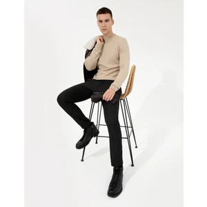 Pierre Cardin Erkek Taş Melanj Slim Fit Çeyrek Yaka Basic Triko Kazak 50257208-VR225