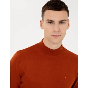 Pierre Cardin Erkek Bakır Slim Fit Yarım Balıkçı Yaka Basic Triko Kazak 50256965-VR182