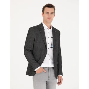 Pierre Cardin Erkek Siyah Slim Fit Keten Karışımlı Ceket 50277350-VR046