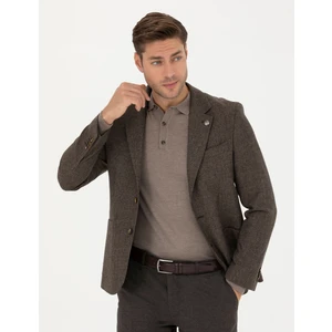 Pierre Cardin Erkek Kahverengi Yün Karışımlı Slim Fit Ceket 50273163-VR029