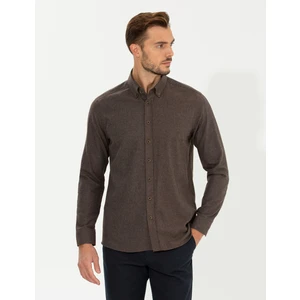 Pierre Cardin Erkek Kahverengi Regular Fit Uzun Kollu Gömlek 50259512-VR029