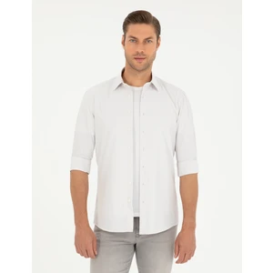 Pierre Cardin Erkek Açık Gri Slim Fit Uzun Kollu Gömlek 50252477-VR001