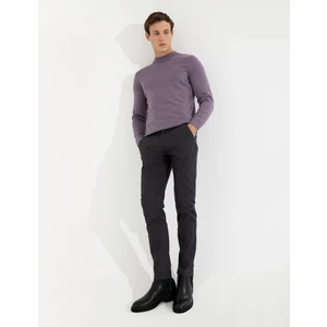 Pierre Cardin Erkek Koyu Gri Slim Fit Keten Karışımlı Kanvas Pantolon 50259760-VR080