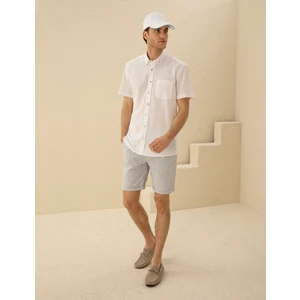 Pierre Cardin Erkek Açık Mavi Slim Fit Beli Lastikli Bağcıklı Bermuda Şort 50270741-VR003