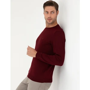 Pierre Cardin Erkek Kırmızı Slim Fit Bisiklet Yaka Yün Karışımlı Basic Triko Kazak 50270054-VR030