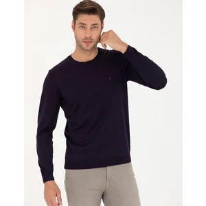 Pierre Cardin Erkek Mor Slim Fit Bisiklet Yaka Yün Karışımlı Basic Triko Kazak 50270054-VR038