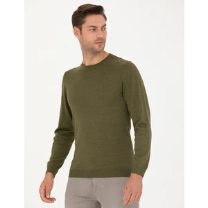 Pierre Cardin Erkek Açık Yeşil Slim Fit Bisiklet Yaka Yün Karışımlı Basic Triko Kazak 50270054-VR092