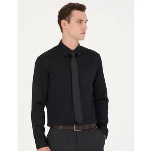 Pierre Cardin Erkek Siyah Regular Fit Uzun Kollu Basic Gömlek 50277146-VR046