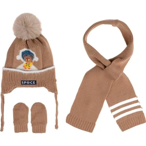 Bebe Erkek Atkı Bere Eldiven Takım (018 Ay) K2415008 Açık Kahve