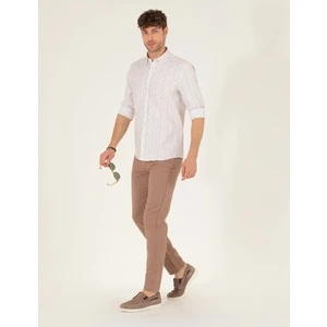 Pierre Cardin Erkek Vizon Slim Fit Keten Karışımlı Kanvas Pantolon 50268095-VR052