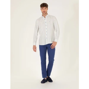 Pierre Cardin Erkek İndigo Slim Fit Keten Karışımlı Kanvas Pantolon 50268095-VR028