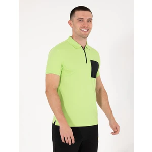 Pierre Cardin Erkek Yeşil Slim Fit Fermuarlı Polo Yaka Tişört 50263936-VR022