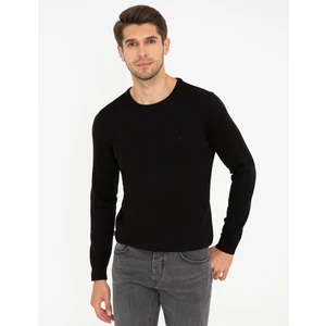 Pierre Cardin Erkek Siyah Slim Fit Bisiklet Yaka Basic Triko Kazak 50237801-VR046