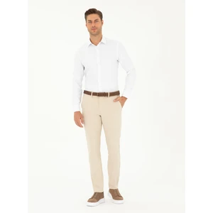 Pierre Cardin Erkek Bej Slim Fit Kanvas Çizgili Pantolon 50291518-VR011